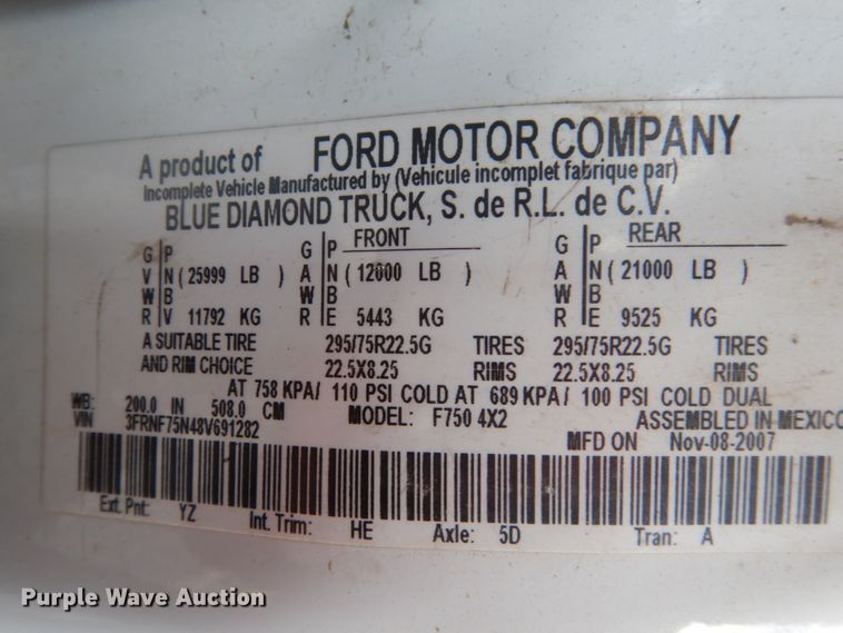 image for item GW9783 2008 Ford F750 Super Duty bucket truck