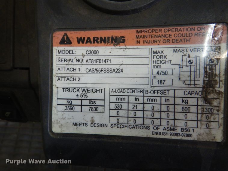 image for item GW9968 Caterpillar C3000 forklift