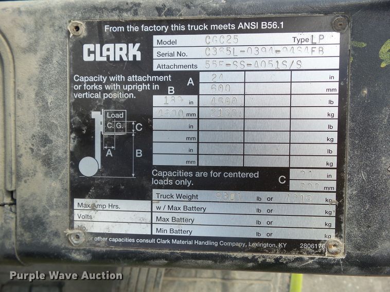 image for item GX9089 Clark CGC25  forklift