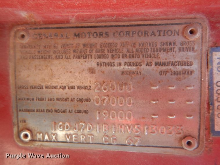 image for item GY9003 1987 GMC 7000 dump truck