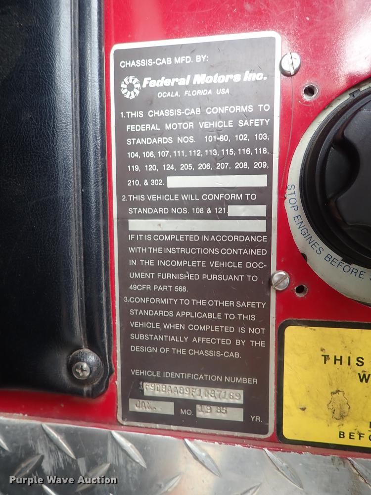 image for item DG2172 1985 Federal Motors  pumper fire truck