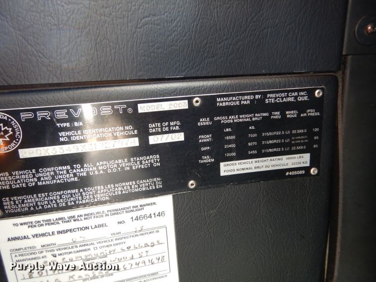 image for item DG6788 2003 Prevost LeMirage XL II  coach bus