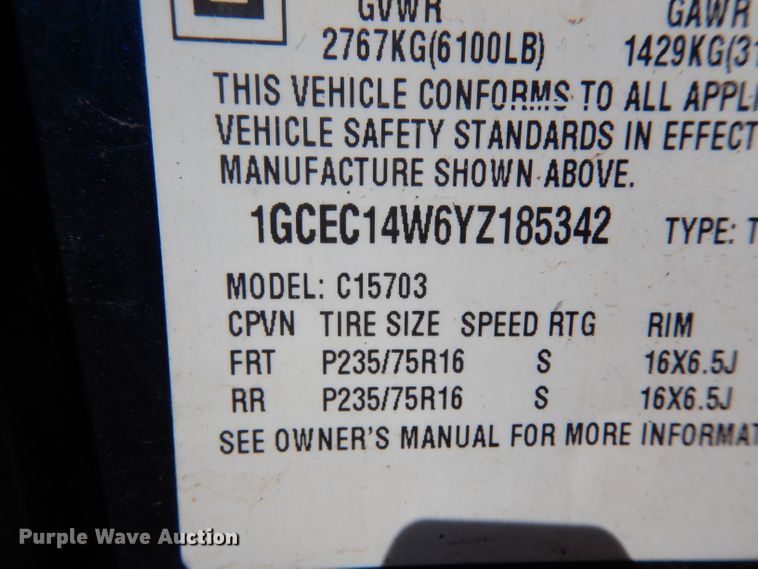 image for item DH2438 2000 Chevrolet Silverado 1500  pickup truck