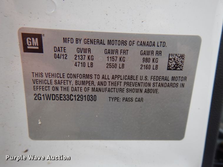 image for item DH5101 2012 Chevrolet Impala Police Cruiser