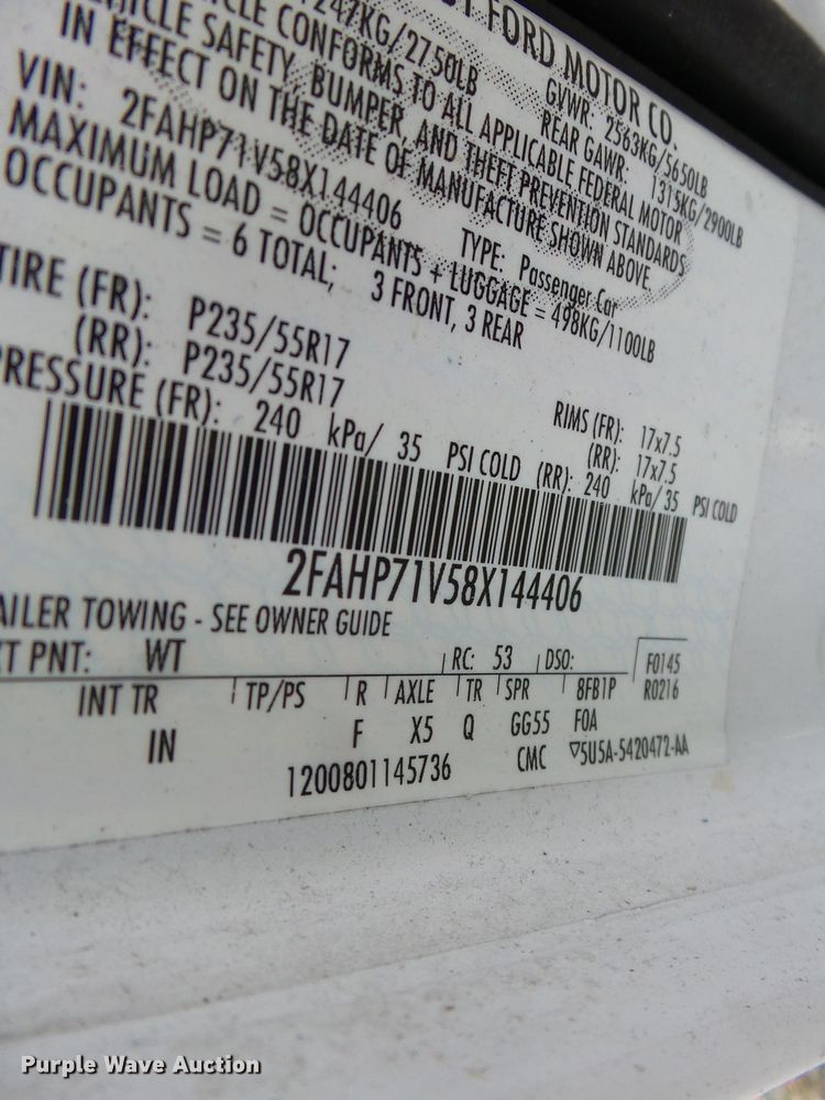 image for item DH7974 2008 Ford Crown Victoria Police Interceptor