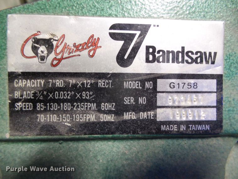 image for item EL9134 Grizzly G1758 metal bandsaw