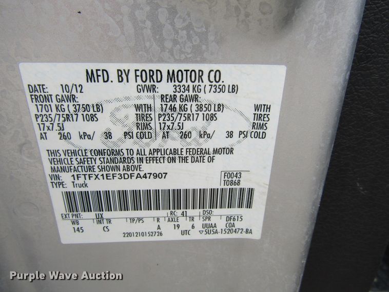 image for item FD9444 2013 Ford F150  SuperCab pickup truck