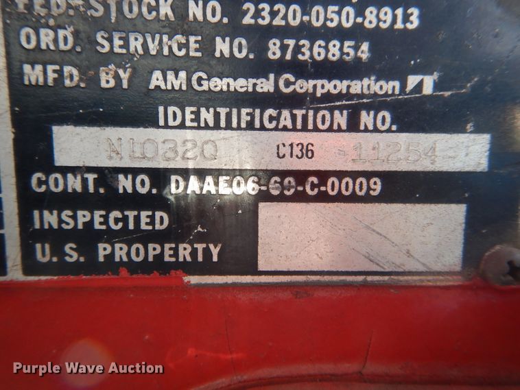 image for item GO9648 1969 Am General  truck cab and chassis