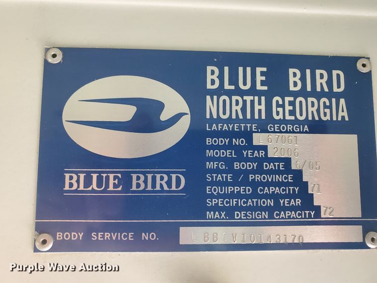 image for item GV9007 2006 Blue Bird L67061  school bus