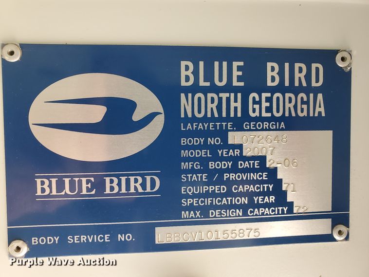 image for item GV9008 2007 Blue Bird L072648  school bus