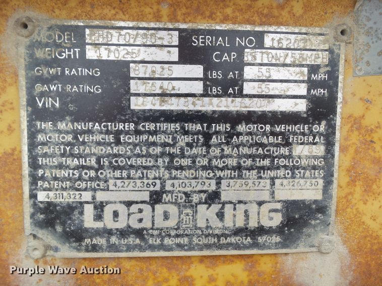 image for item GX9066 1989 Load King PHD70/90-3 lowboy equipment trailer