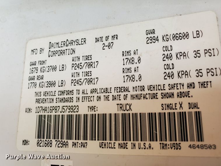 image for item GO9159 2007 Dodge Ram 1500  pickup truck