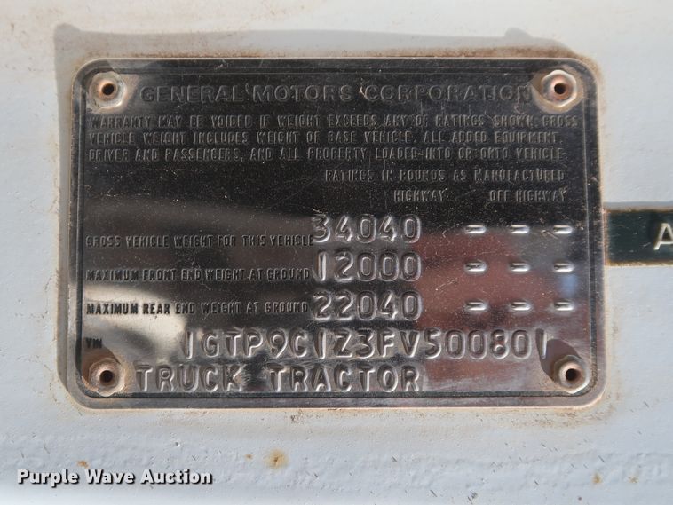 image for item GS9897 1985 GMC Brigadier  semi truck