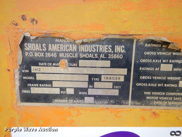 image for item DE5728 1984 Shoals 35LB equipment trailer