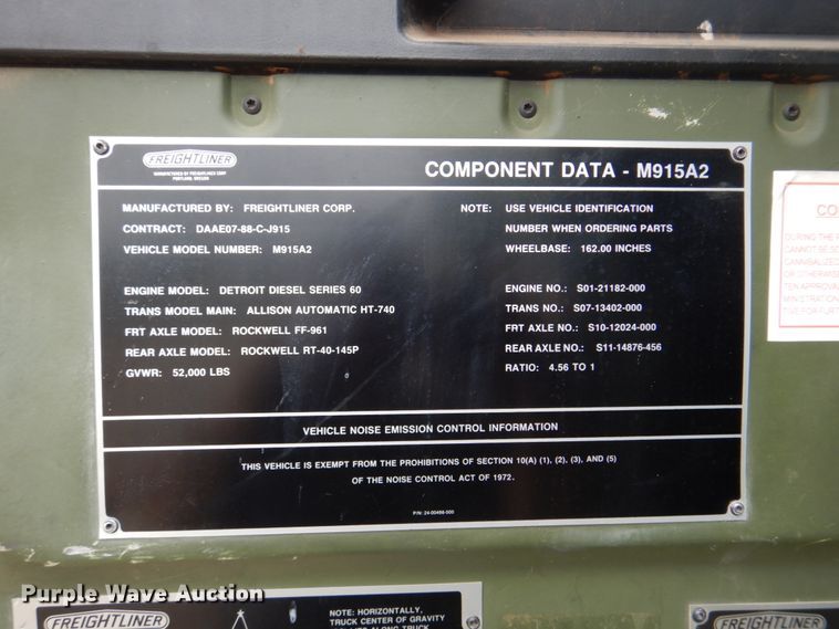 image for item DH5334 1992 Freightliner M915A2  semi truck