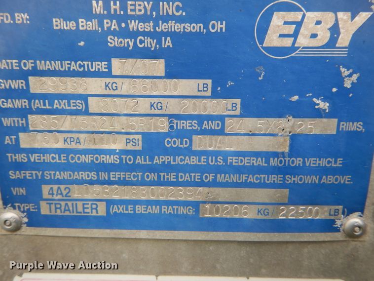 image for item GO9695 2008 Eby livestock trailer