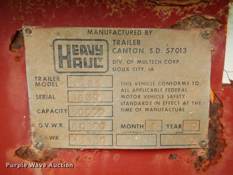 image for item GE9488 1980 Heavy Haul HS25 drop deck equipment trailer