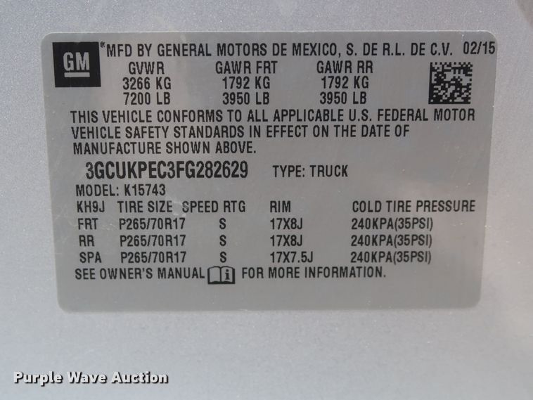 image for item HS9517 2015 Chevrolet Silverado 1500  Crew Cab pickup truck