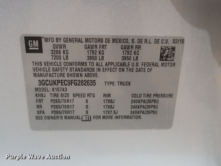 image for item HS9518 2015 Chevrolet Silverado 1500  Crew Cab pickup truck