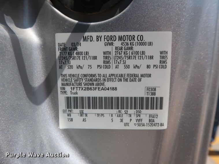 image for item HS9523 2015 Ford F250 Super Duty XL  SuperCab pickup truck