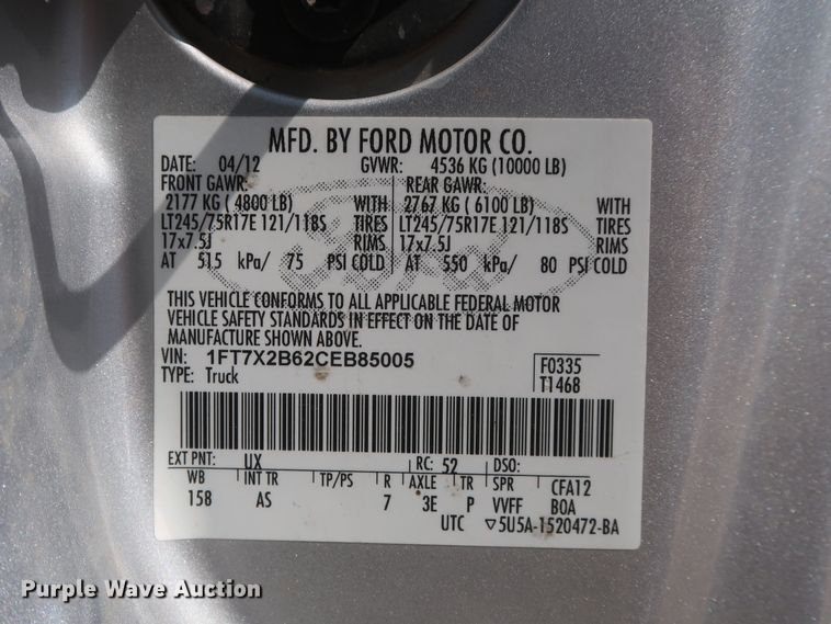 image for item HS9527 2012 Ford F250 Super Duty  SuperCab pickup truck