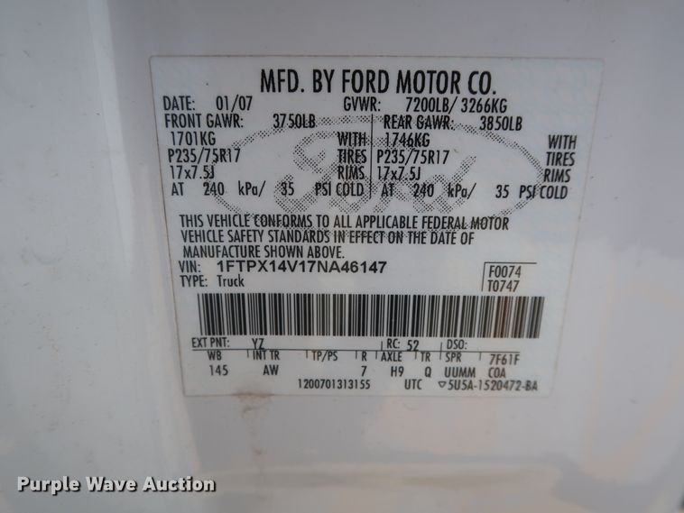 image for item HS9531 2007 Ford F150  SuperCab pickup truck