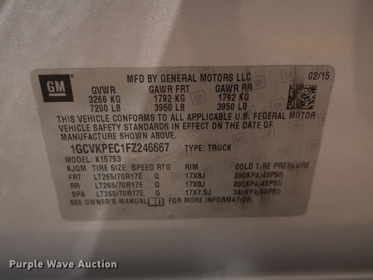 image for item HS9533 2015 Chevrolet Silverado 1500  Double Cab pickup truck