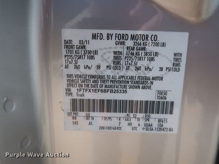 image for item HS9534 2011 Ford F150  SuperCab pickup truck