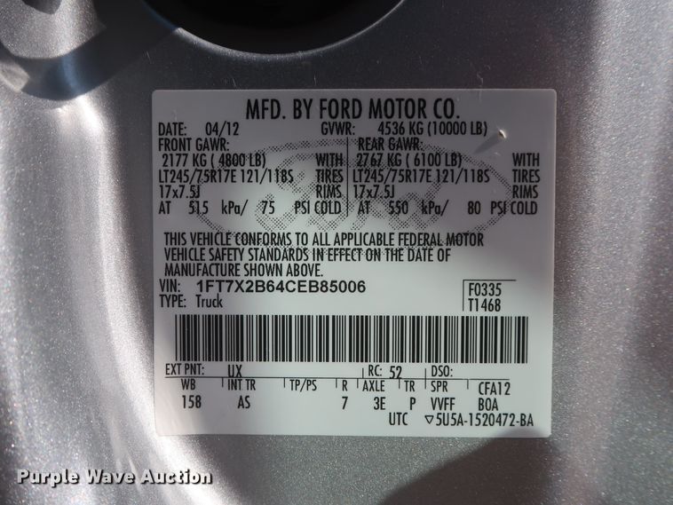 image for item HS9537 2012 Ford F250 Super Duty  SuperCab pickup truck