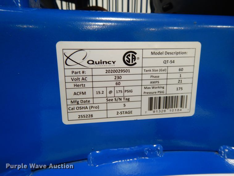 image for item DE5756 2013 Quincy QT54 air compressor