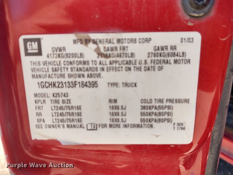 image for item DE6919 2003 Chevrolet Silverado 2500HD  Crew Cab pickup truck