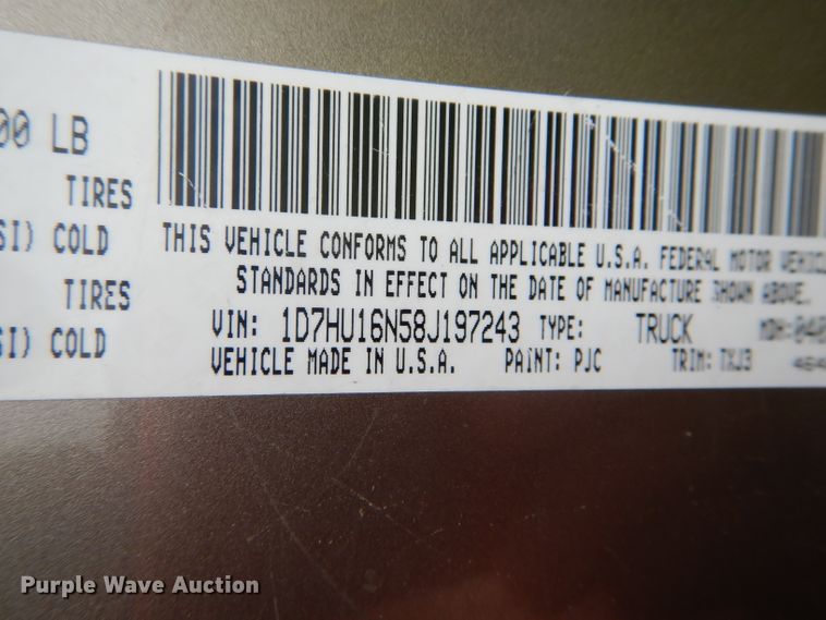 image for item DF3196 2008 Dodge Ram 1500  pickup truck