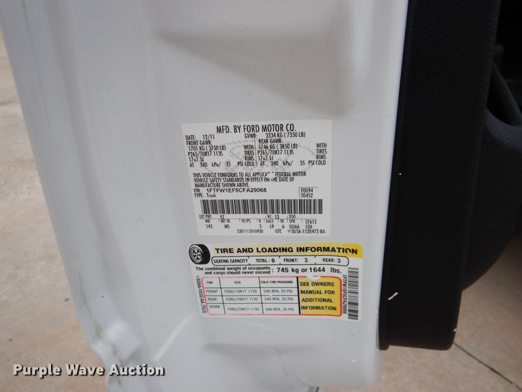 image for item DF5367 2012 Ford F150  SuperCrew pickup truck