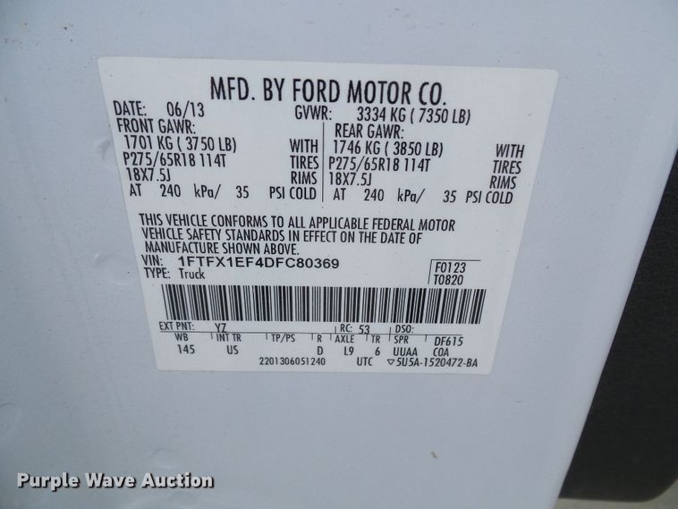 image for item DG5692 2013 Ford F150 XLT  SuperCab pickup truck