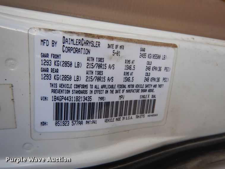 image for item DG6486 2001 Dodge Grand Caravan Sport  handicap accessible van