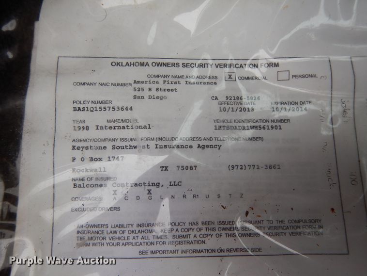 image for item DG6787 1998 International 4900  dump truck