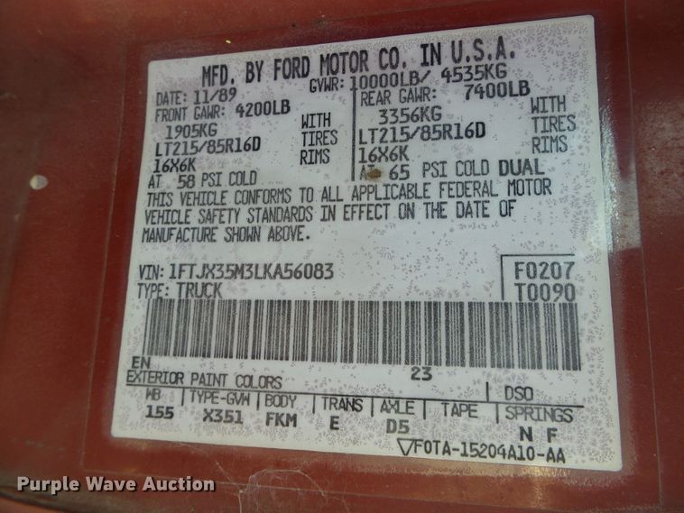 image for item DH4943 1990 Ford F350 Super Duty  SuperCab pickup truck