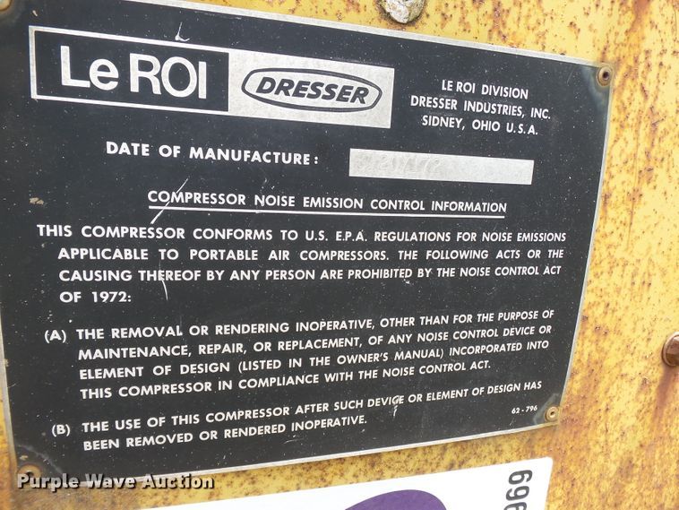 image for item DH7969 1972 Leroi 250  air compressor
