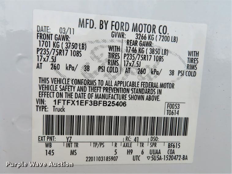 image for item DI2204 2011 Ford F150 XLT  SuperCab pickup truck