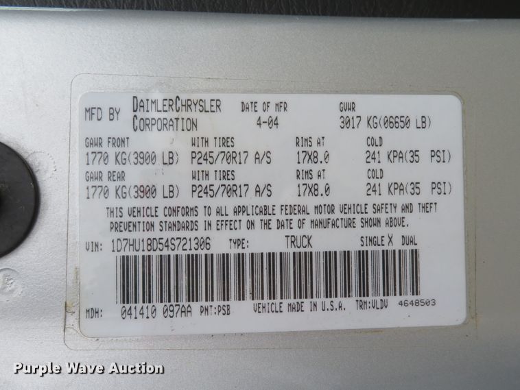 image for item DI2228 2004 Dodge Ram 1500  Quad Cab pickup truck