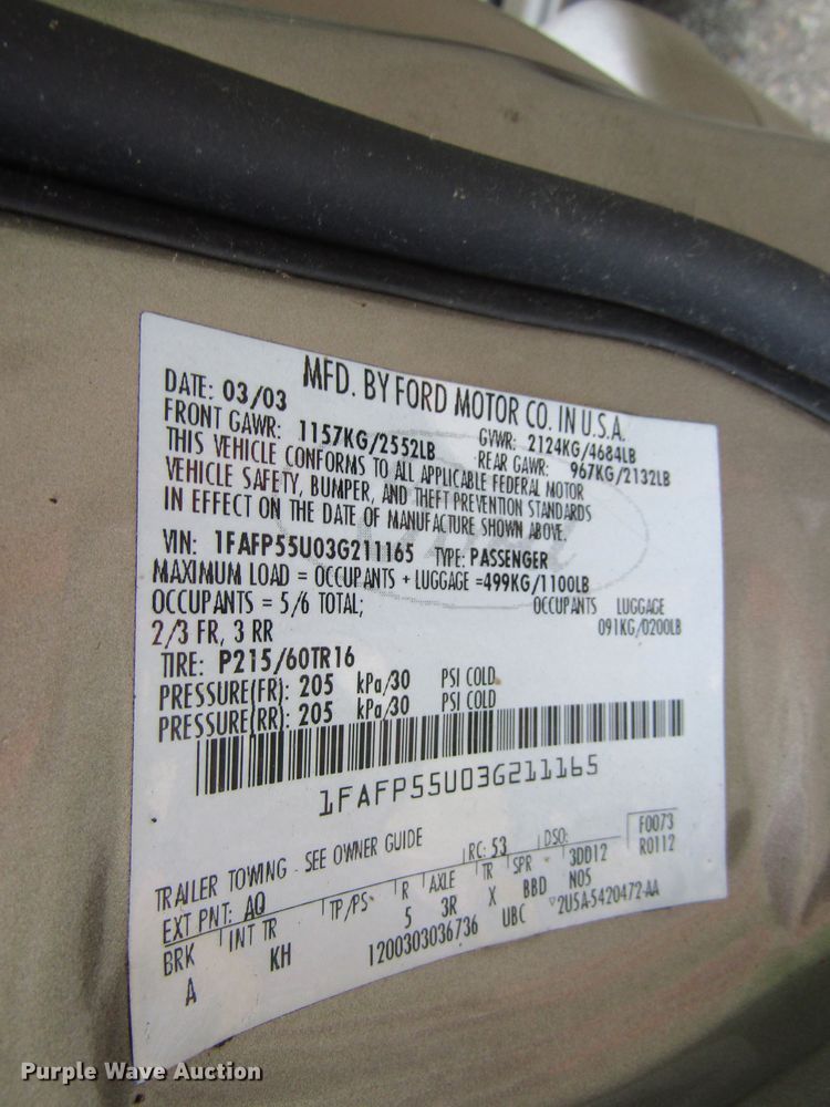 image for item FD9460 2003 Ford Taurus SE