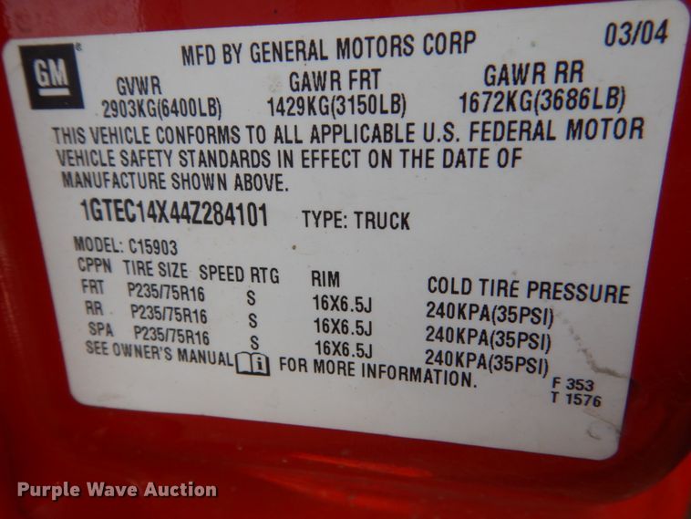 image for item FX9080 2004 GMC Sierra 1500  pickup truck