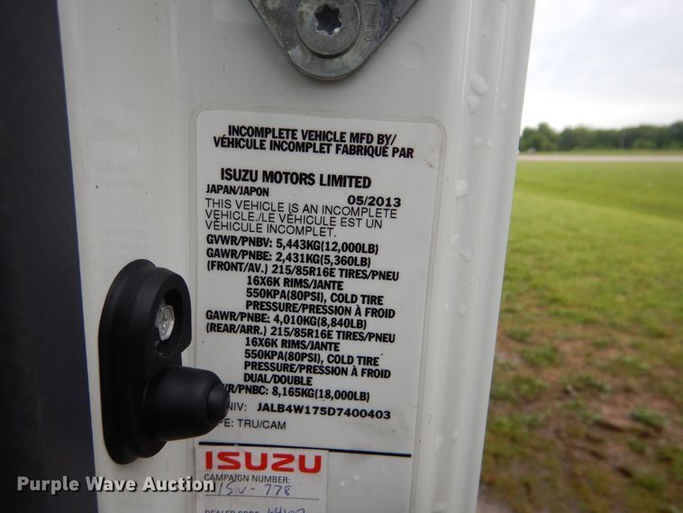 image for item GF9211 2013 Isuzu NPR  refrigerated truck