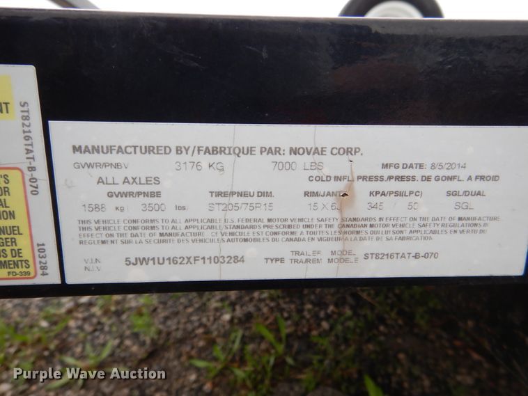 image for item GL9721 2015 Croft ST8216TAT-B-070 utility trailer