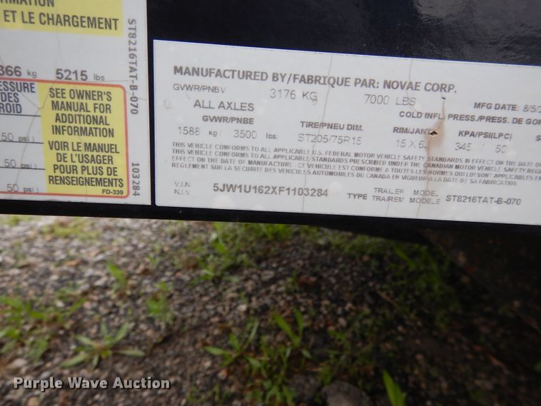 image for item GL9721 2015 Croft ST8216TAT-B-070 utility trailer