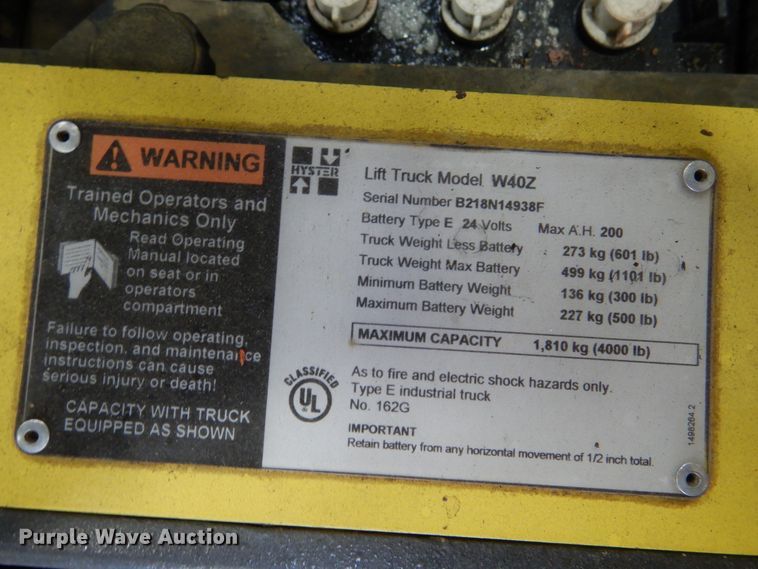 image for item GL9725 Hyster W40Z pallet jack