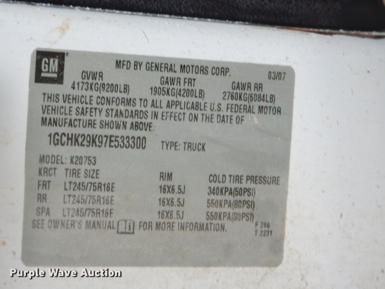 image for item GN9399 2007 Chevrolet Silverado 2500HD  Ext. Cab pickup truck