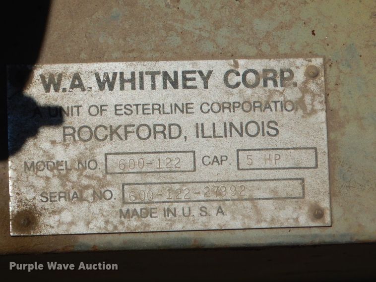 image for item GN9431 WA Whitney Corp 600-122 hydraulic pump
