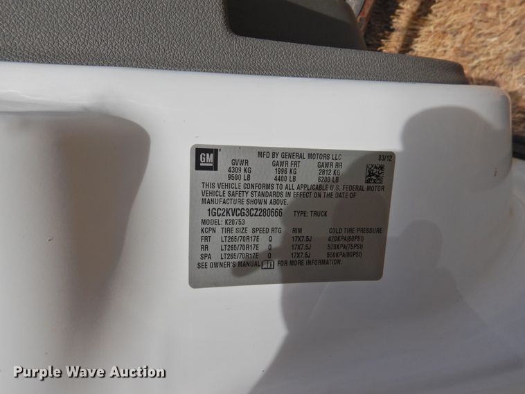 image for item GN9898 2012 Chevrolet Silverado 2500HD  Ext. Cab pickup truck