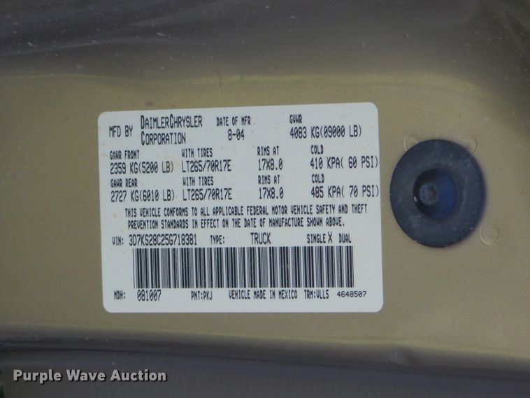 image for item GP9139 2005 Dodge Ram 2500  Quad Cab pickup truck